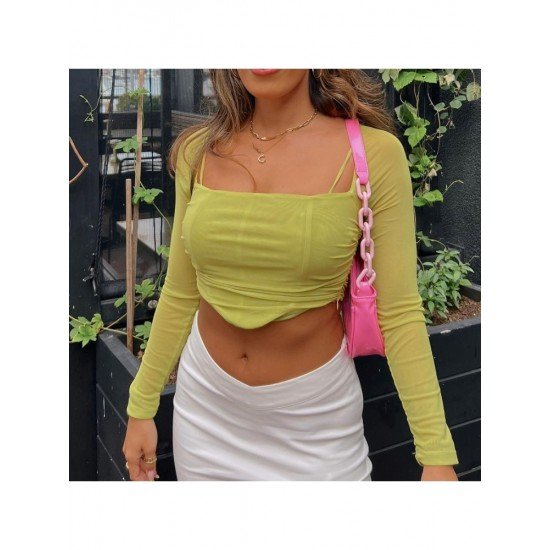  Sexy Pure Color Gauze Women's Crop Top