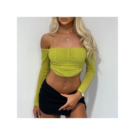  Sexy Pure Color Gauze Women's Crop Top