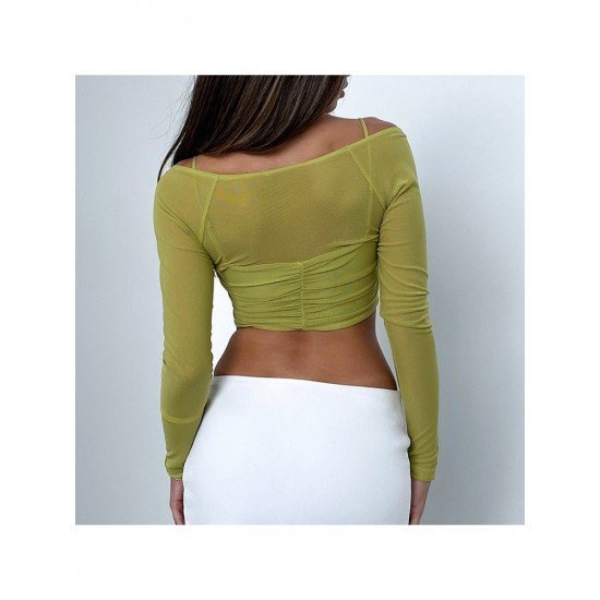  Sexy Pure Color Gauze Women's Crop Top