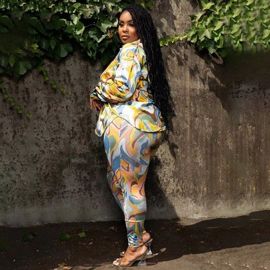 Colorful Printed Matching 2 Piece Trousers Sets Women