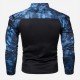 Stand Collar Camouflage Patchwork Men Tops