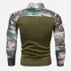 Stand Collar Camouflage Patchwork Men Tops