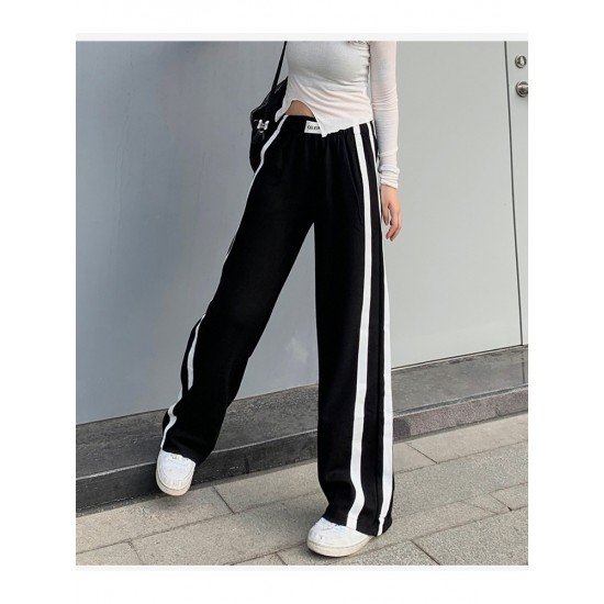 Casual White Wide Leg Elastic Waist Women Pants