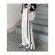 Casual White Wide Leg Elastic Waist Women Pants