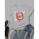 Women Lip Graphic Crew Neck T Shirts