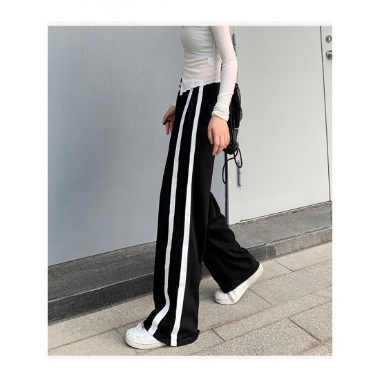 Casual White Wide Leg Elastic Waist Women Pants