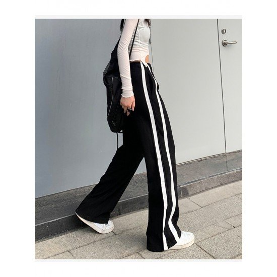 Casual White Wide Leg Elastic Waist Women Pants