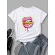 Women Lip Graphic Crew Neck T Shirts