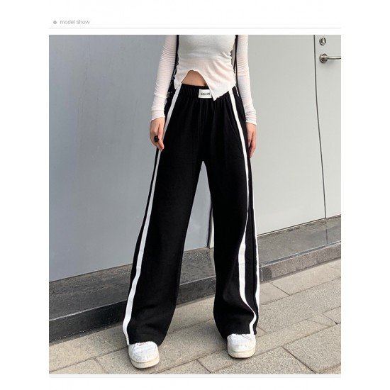 Casual White Wide Leg Elastic Waist Women Pants