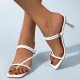  PU Square Toe Pure Color Women's Heel Sandals