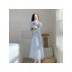  French Lace Embroidered Women's Long Sleeve Dress