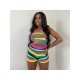 Striped Sleeveless Matching 2 Piece Short Sets