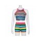 Striped Sleeveless Matching 2 Piece Short Sets