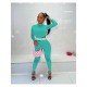  Sexy Tight Letter Women's Long Sleeve Jumpsuit