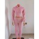  Pure Color Lace Up Women's 2-Piece Set