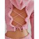  Pure Color Lace Up Women's 2-Piece Set