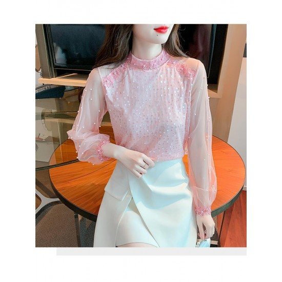  2022 Fall Pure Color Lace Embroidered Women's Top