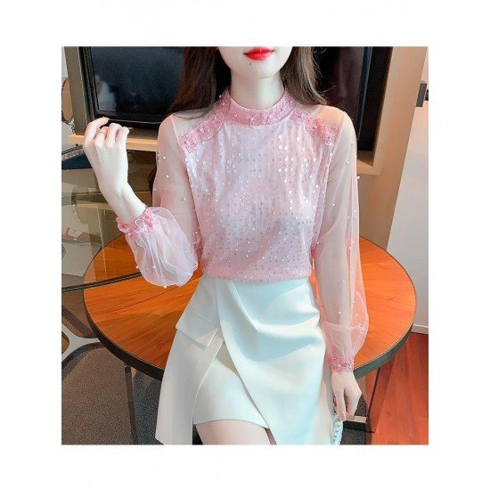  2022 Fall Pure Color Lace Embroidered Women's Top