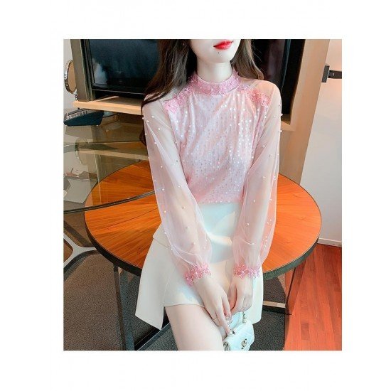  2022 Fall Pure Color Lace Embroidered Women's Top