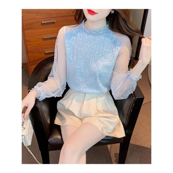  2022 Fall Pure Color Lace Embroidered Women's Top