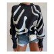 Casual Lantern Sleeve Zebra Stripes Women's Sweater