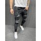  Fashion Patch Pure Color Men's Denim Jeans