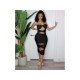  Black Hollowed Out Backless Women's Sleeveless Dress