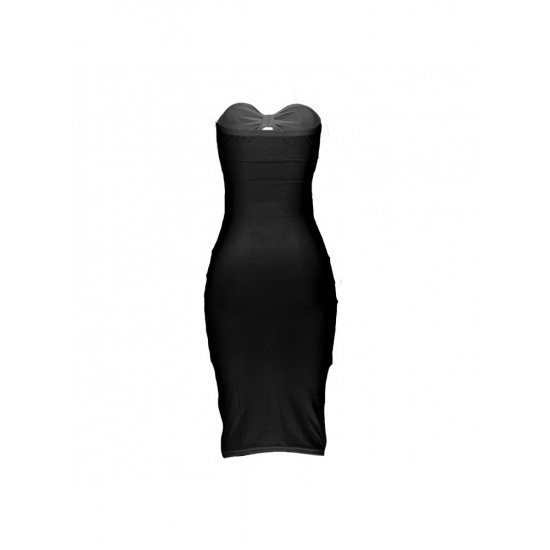  Black Hollowed Out Backless Women's Sleeveless Dress