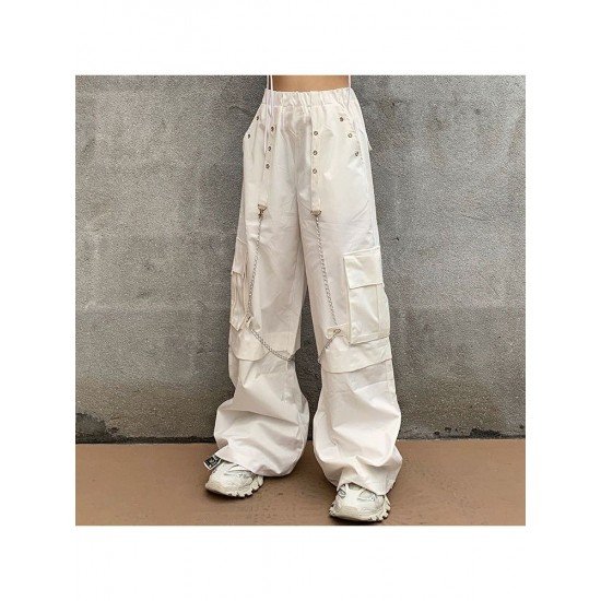 Hip Hop Chain Patchwork Wide Leg Cargo Trousers