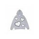 Heart Pattern Black Oversized Hooded Collar Coats