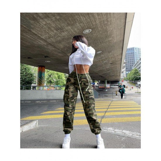  Fashion Casual Camouflage Pocket Women's Overalls Pants