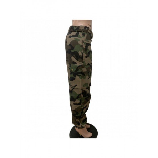  Fashion Casual Camouflage Pocket Women's Overalls Pants