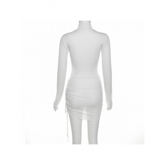 White Matching Ruched 2 Piece Skirt Sets