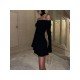 Black Off The Shoulder Short Dresses