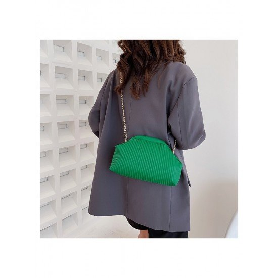  PU Pure Color Pleated Women's Shoulder Bag