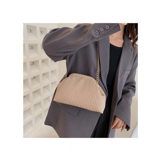  PU Pure Color Pleated Women's Shoulder Bag