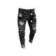 Embroidery White Ripped Jean Trousers For Men