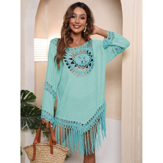  Boho Tassels Hollowed Out Patchwork Dress