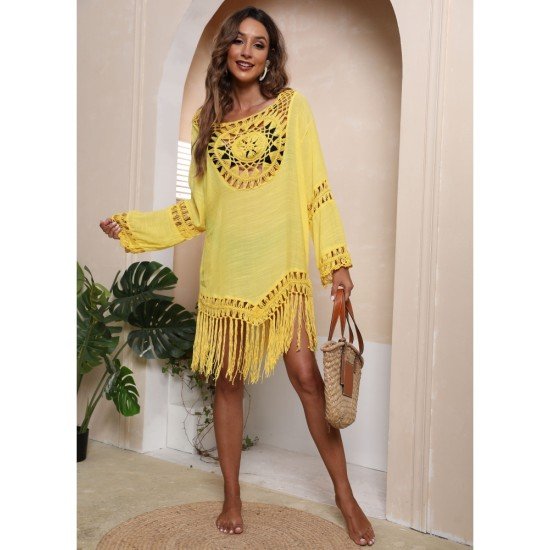  Boho Tassels Hollowed Out Patchwork Dress