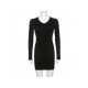 Casual Simple Black V Neck Long Sleeve Short Dress