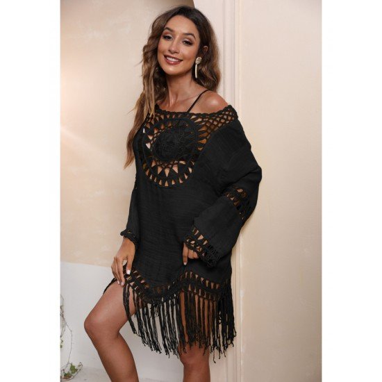  Boho Tassels Hollowed Out Patchwork Dress