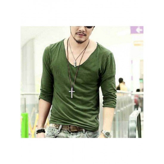  Casual Pure Color Men's Long Sleeve T-Shirt