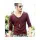  Casual Pure Color Men's Long Sleeve T-Shirt