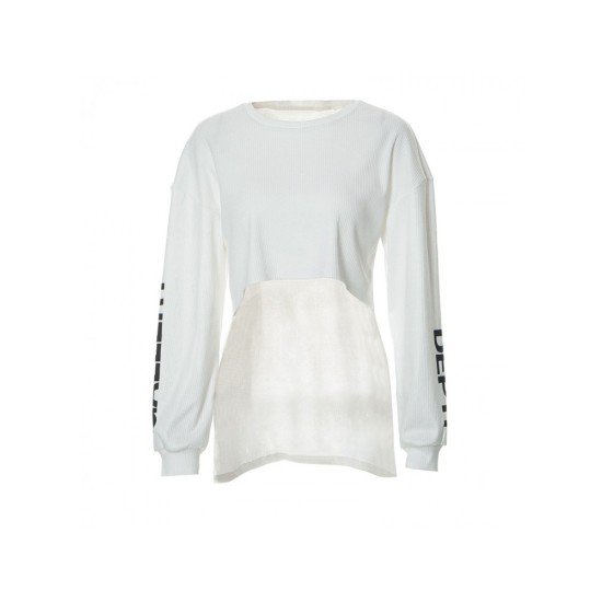 Letter Printed White Loose Sweatshirts For Women