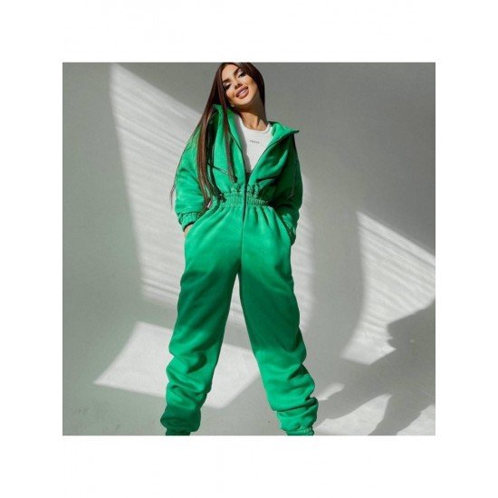 Zip Hooded Collar Sports Jumpsuits For Women