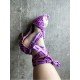 Women Printed Pointed Lace Up Heeled Sandals 