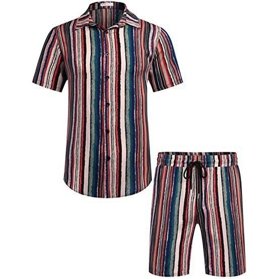 Summer Beach Printed 2 Piece Short Sets For Men