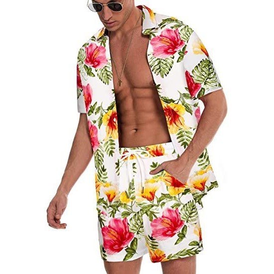 Summer Beach Printed 2 Piece Short Sets For Men