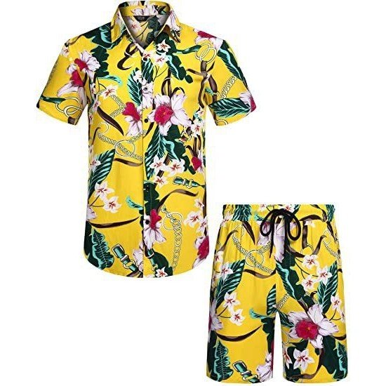 Summer Beach Printed 2 Piece Short Sets For Men