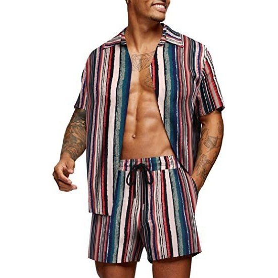 Summer Beach Printed 2 Piece Short Sets For Men